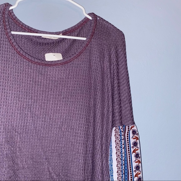 NWT Women’s Waffle Knit Balloon Sleeve Top Size Large Boho Bohemian - Picture 3 of 7